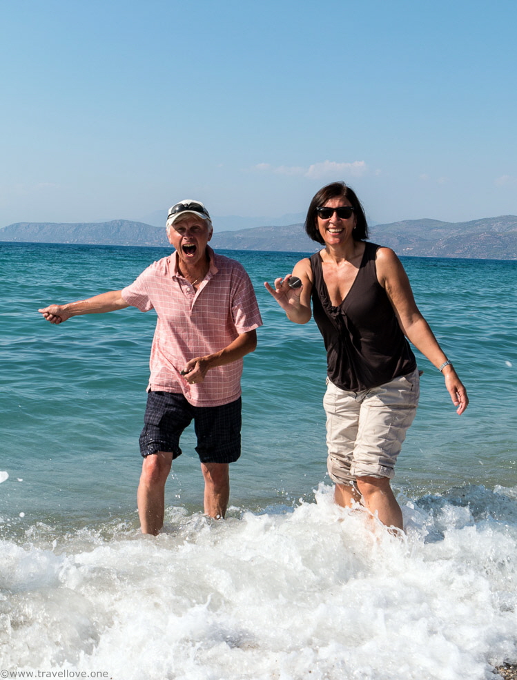 41 Pete and Birgit at the Beach, Corinth