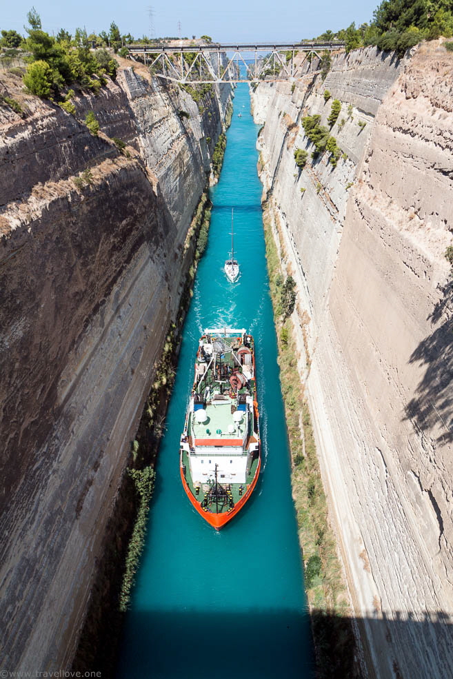 07 Boat driving through Corinth Canal
